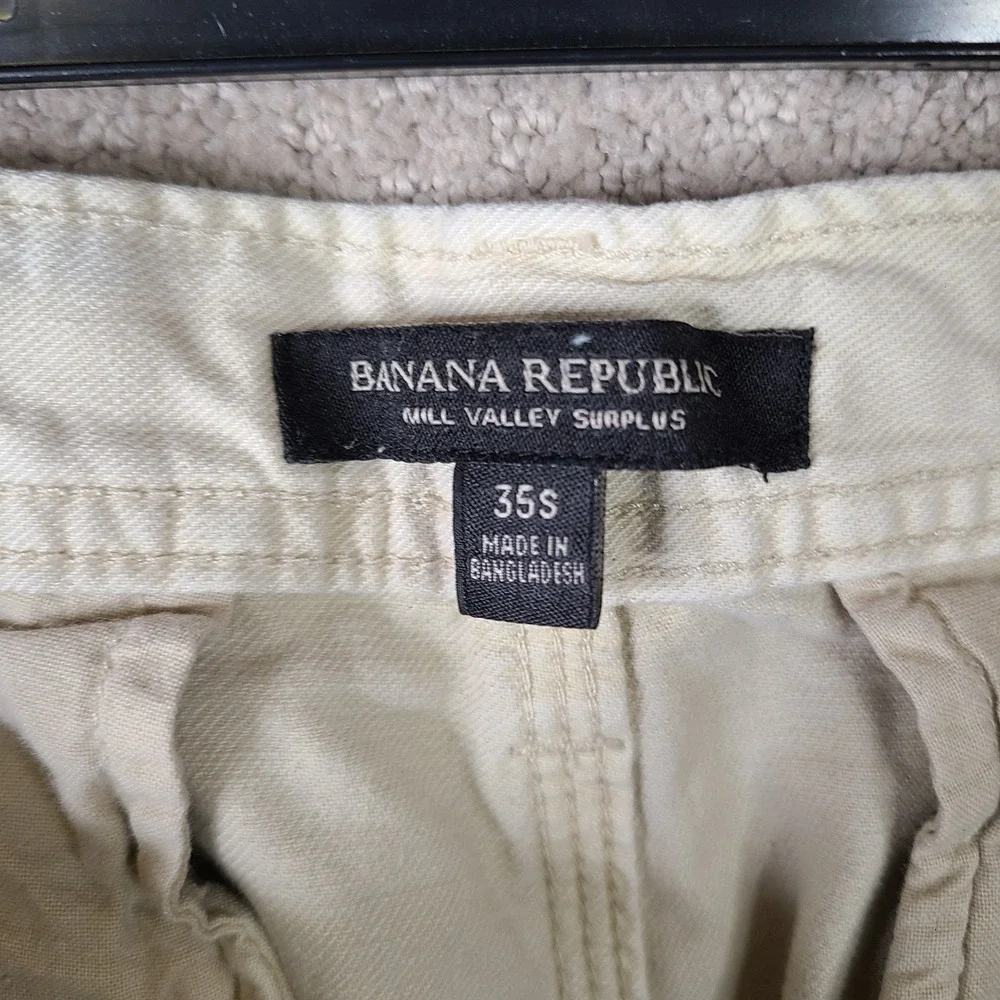 Banana Republic Pants Mens 35S Beige Relaxed Tapered Fit Cotton Casual Chino